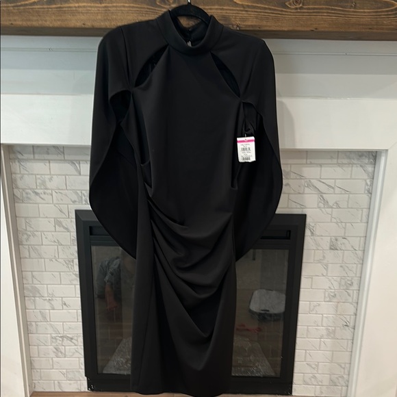 Betsy & Adam Black Ruched Sheath Dress sleeveless - Picture 4 of 10